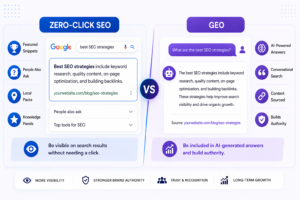 Zero-Click SEO vs GEO: How to Win Visibility Without Website Clicks