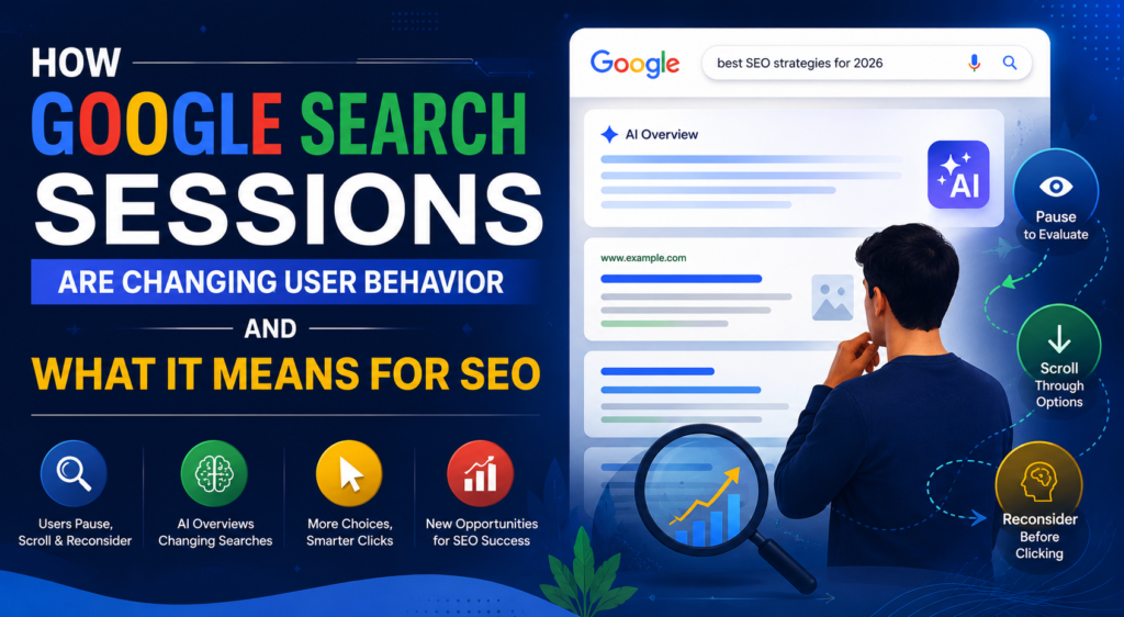 Discover how Google Search sessions are changing user behavior and what it means for SEO. Learn how AI search, zero-click searches, and search intent impact rankings in 2026.